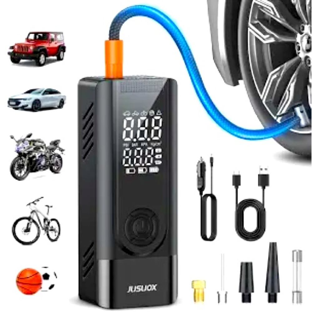 Jusuox Tire Inflator Portable Air Compressor, 150PSI Cordless Air Pump